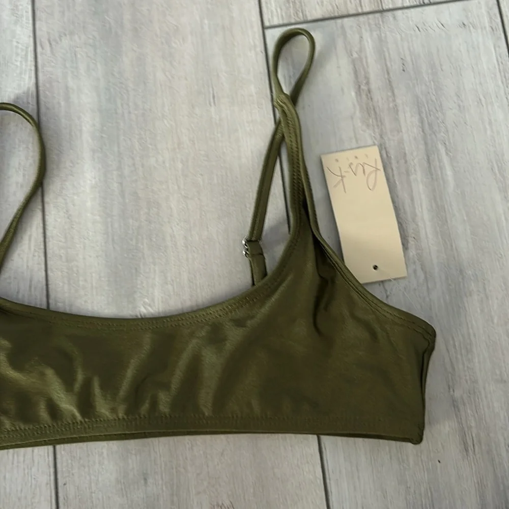 Ris-K Dippin' Daisy's Allure Moss Green bikini top size S swim swimsuit